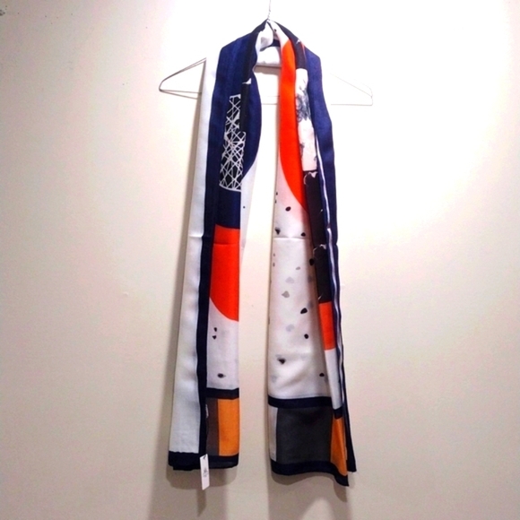 Coco Puss Korean Colorful Women's Large Scarf 33x70" - Red, Orange, Blue, Grey - Picture 1 of 8